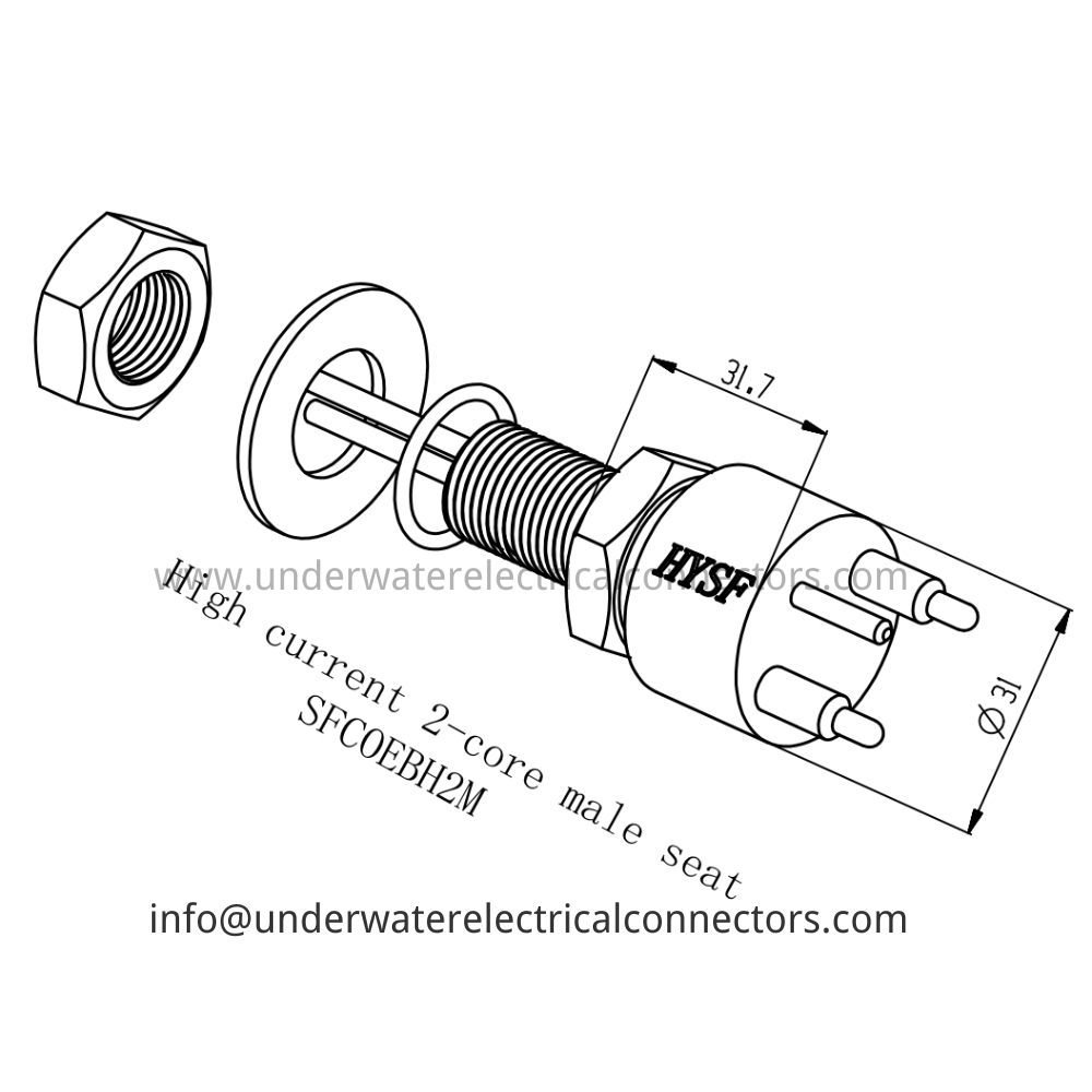 HYSF SFCOEBH2M High current 2-core male seat Underwater Connector