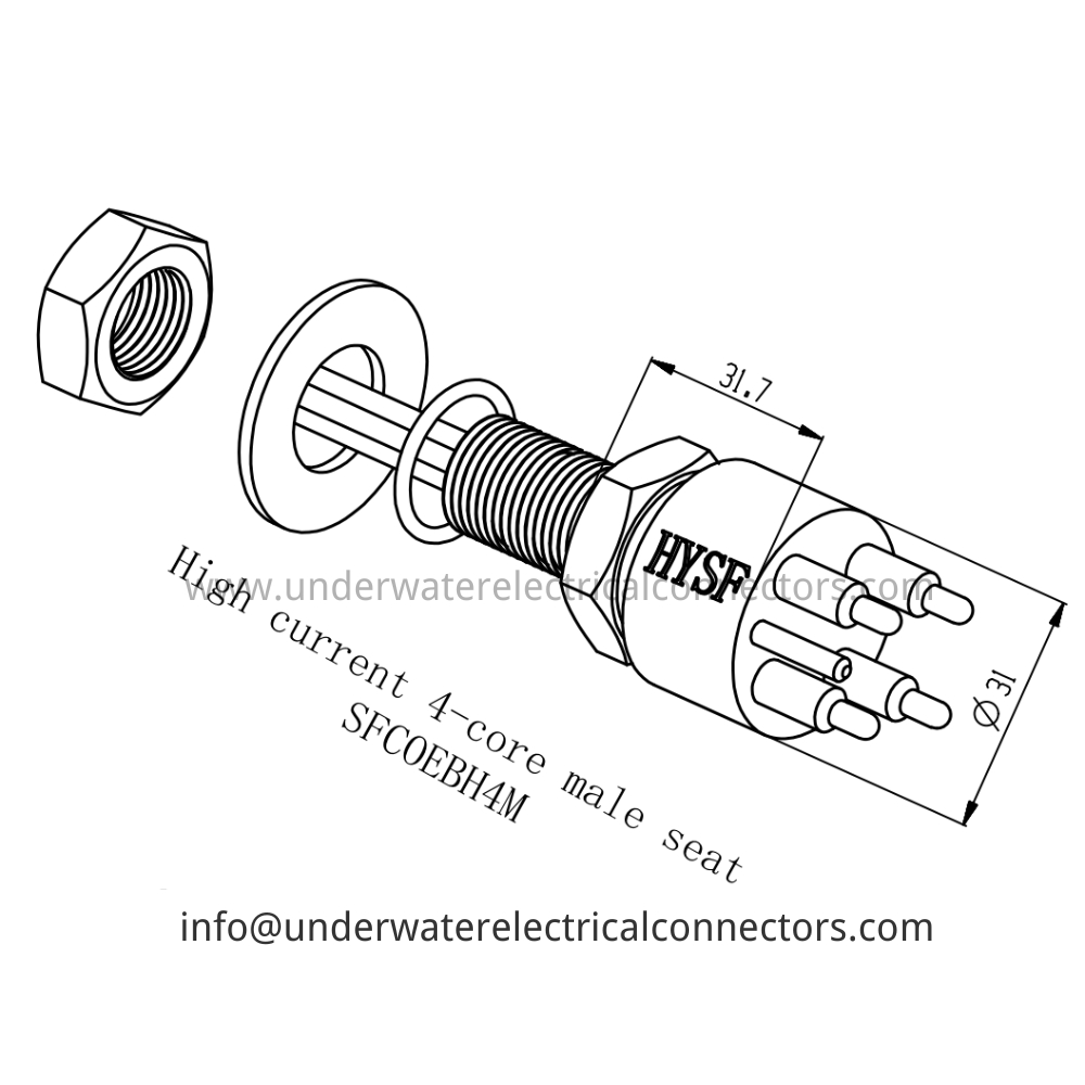 HYSF SFCOEBH4M High current 4-core male seat Underwater Connector