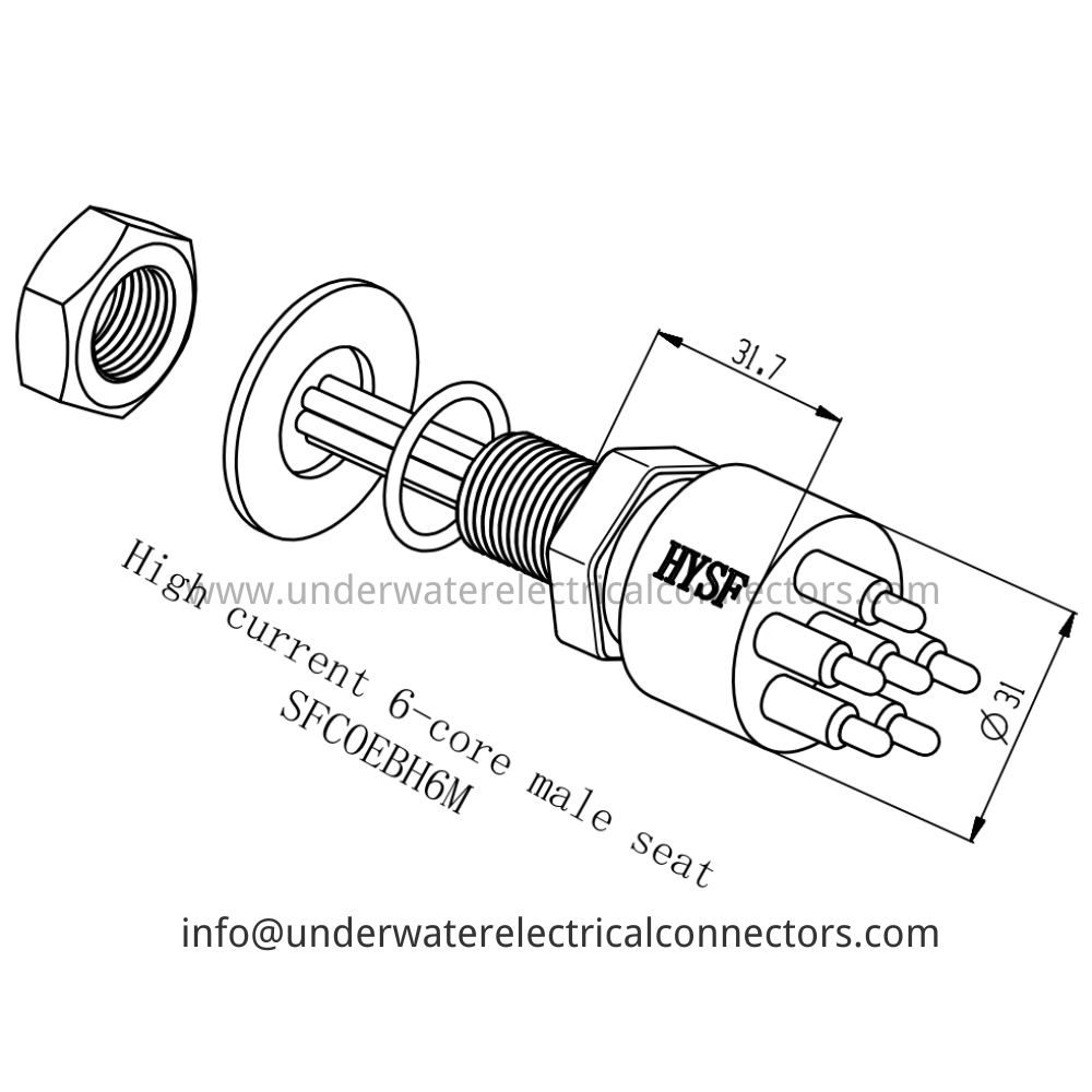 HYSF SFCOEBH6M High current 6-core male seat Underwater Connector