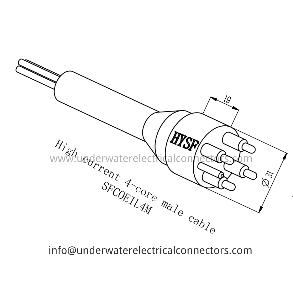 HYSF SFCOEIL4M High current 4-core male cable Underwater Connector
