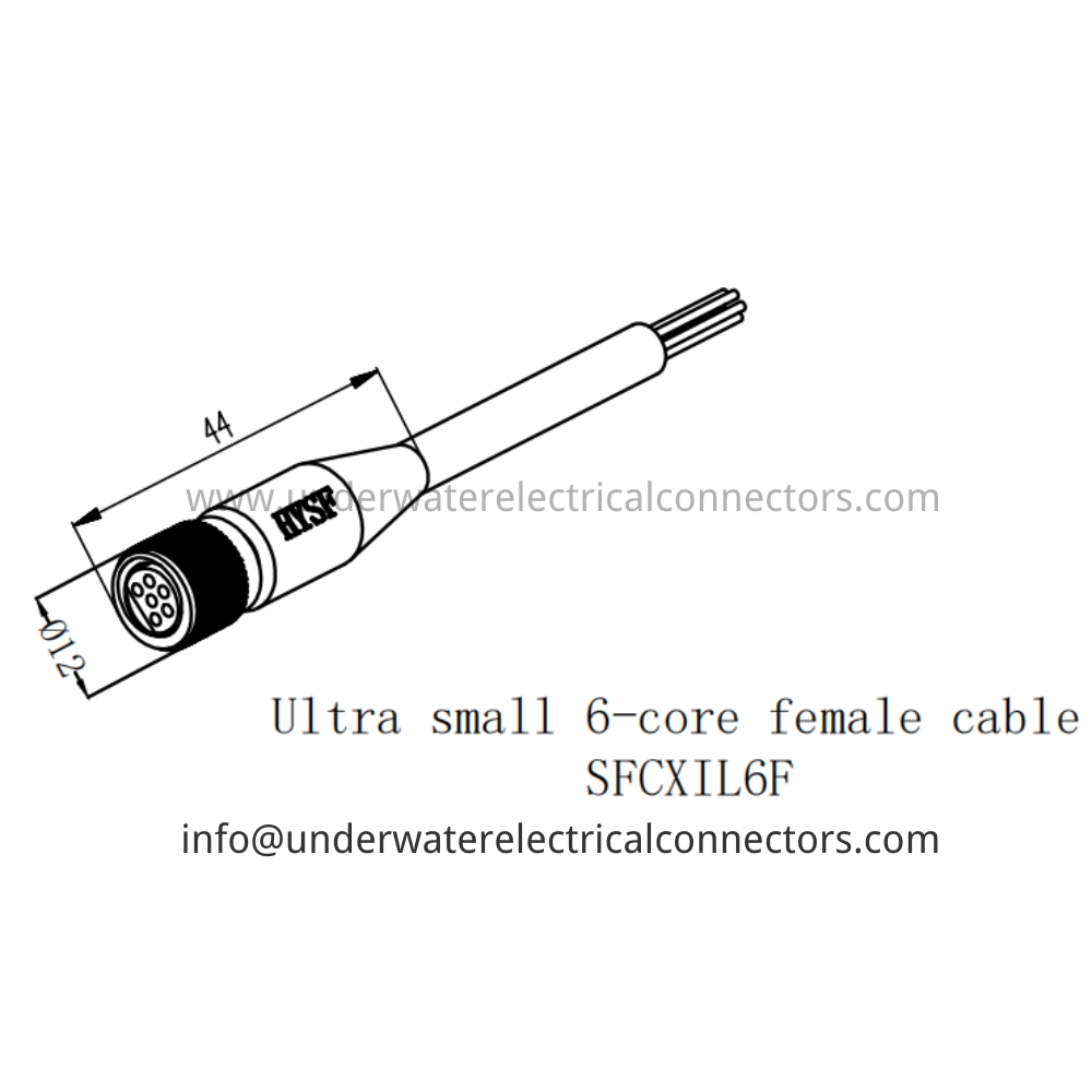 HYSF SFCXIL6F Ultra small 6-core female cable Underwater Connector