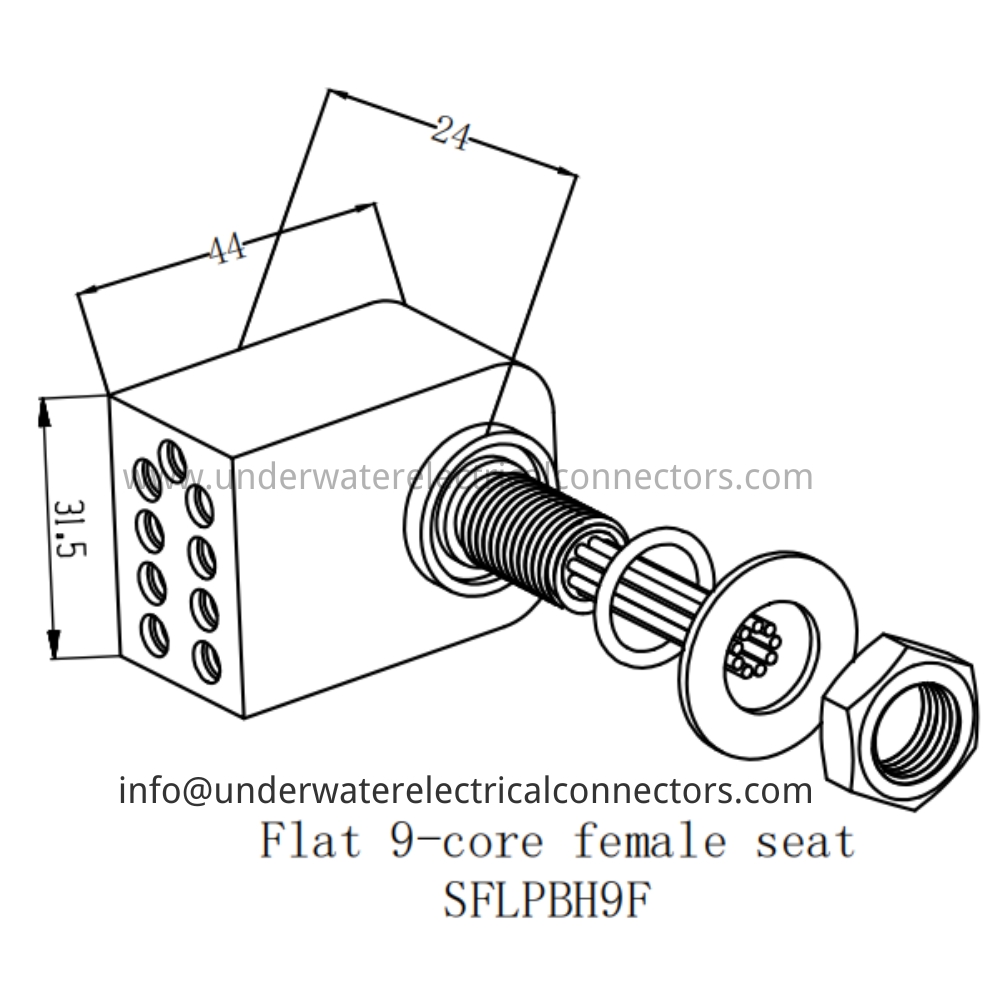 HYSF SFLPBH9F Flat 9-core female seat Underwater Connector