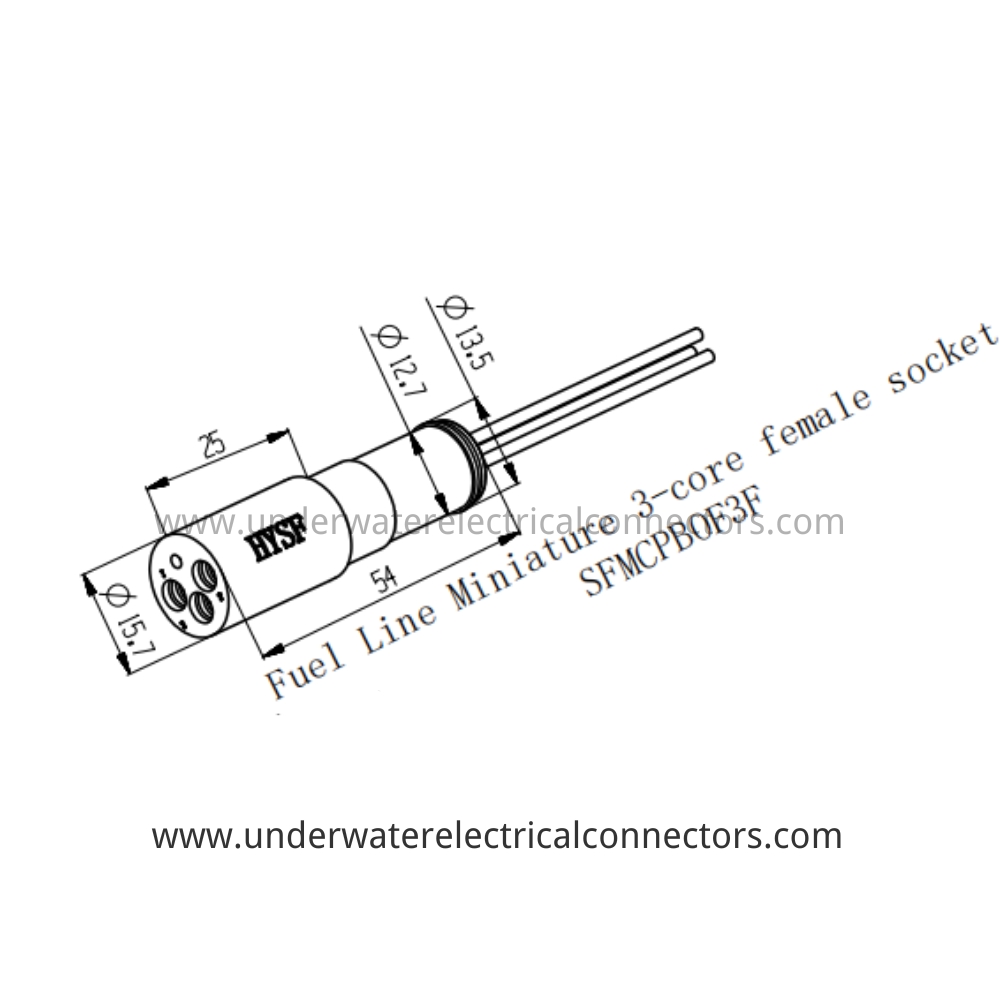 HYSF SFMCPBOF3F Miniature 3-core female socket Fuel line Inline Underwater Connector
