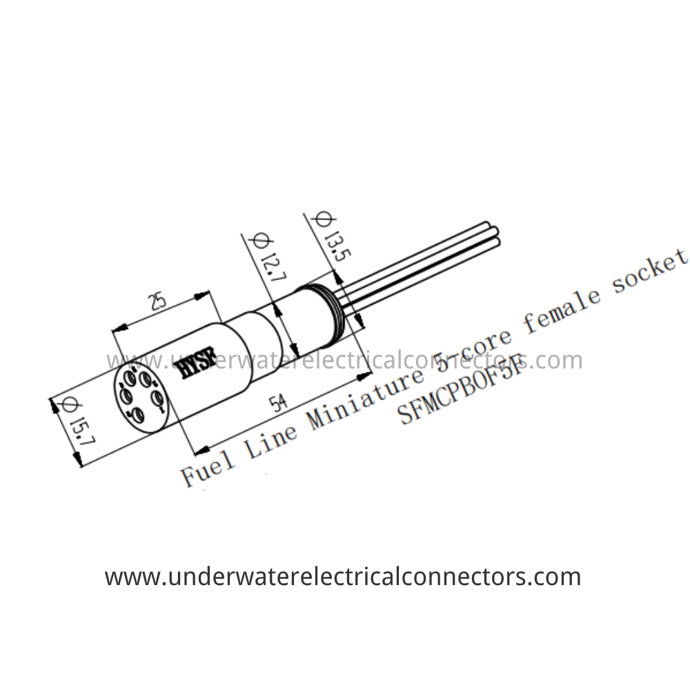 HYSF SFMCPBOF5F Miniature 5-core female socket Fuel line Inline Underwater Connector