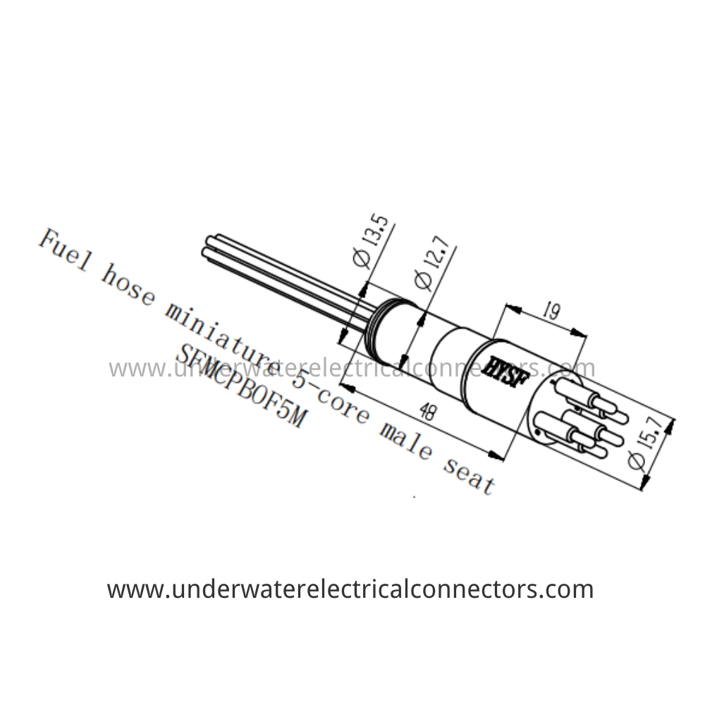 HYSF SFMCPBOF5M Miniature 5-core male seat Fuel hose Underwater Connector
