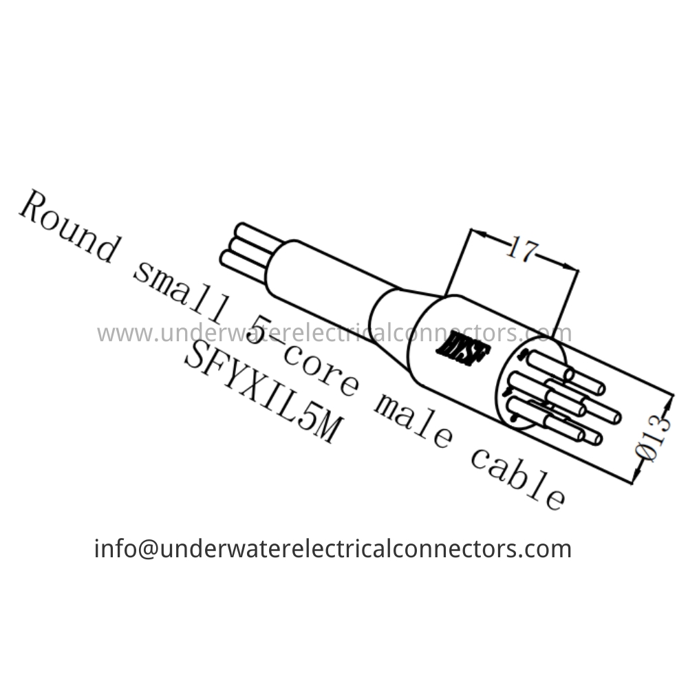 HYSF SFYXIL5M Round small 5-core male cable Underwater Connector