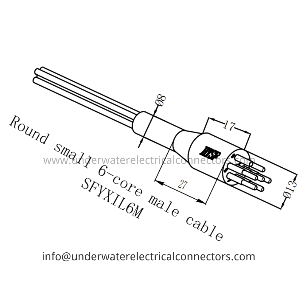 HYSF SFYXIL6M Round small 6-core male cable Underwater Connector